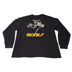 BONES Powell Peralta Skateboarding Skeleton Black Long Sleeve T-shirt Men's XL
